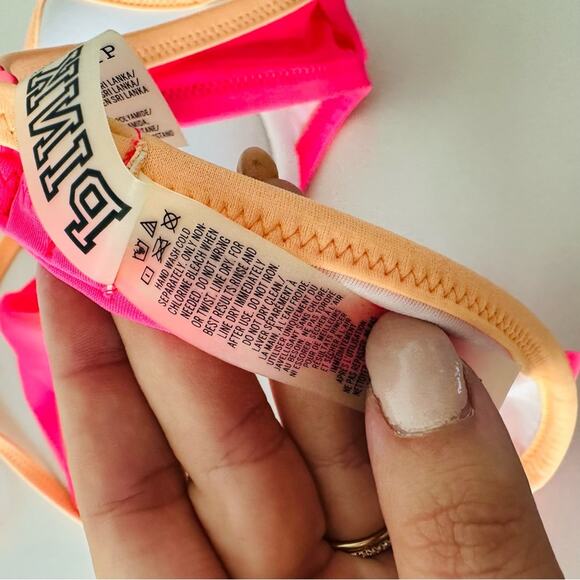 VS VICTORIAS SECRET Pink Ruffle Halter Tie Underwire Plunge Bikini Swim Top XS - Picture 8 of 9